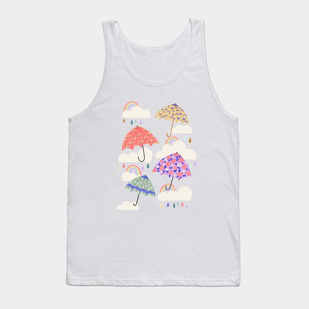 Spring Rain on Pink Tank Top by latheandquill